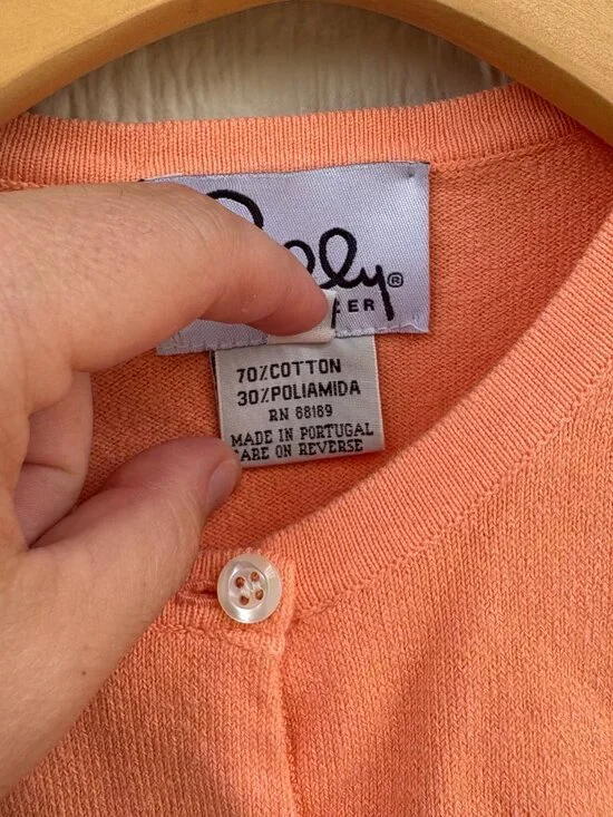 Vintage Lilly Pulitzer Cardigan Womens Medium Peach Pointelle Cottage Preppy Y2K - Picture 4 of 8